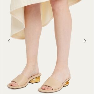 FENDI Cutout Metal Block-Heel Padded Leather Sandals